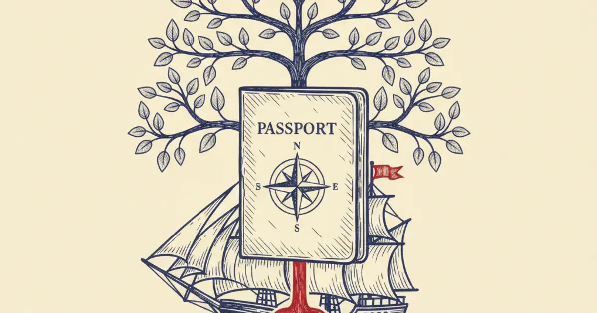 Illustration representing British subject status and historic nationality documentation for passport applications