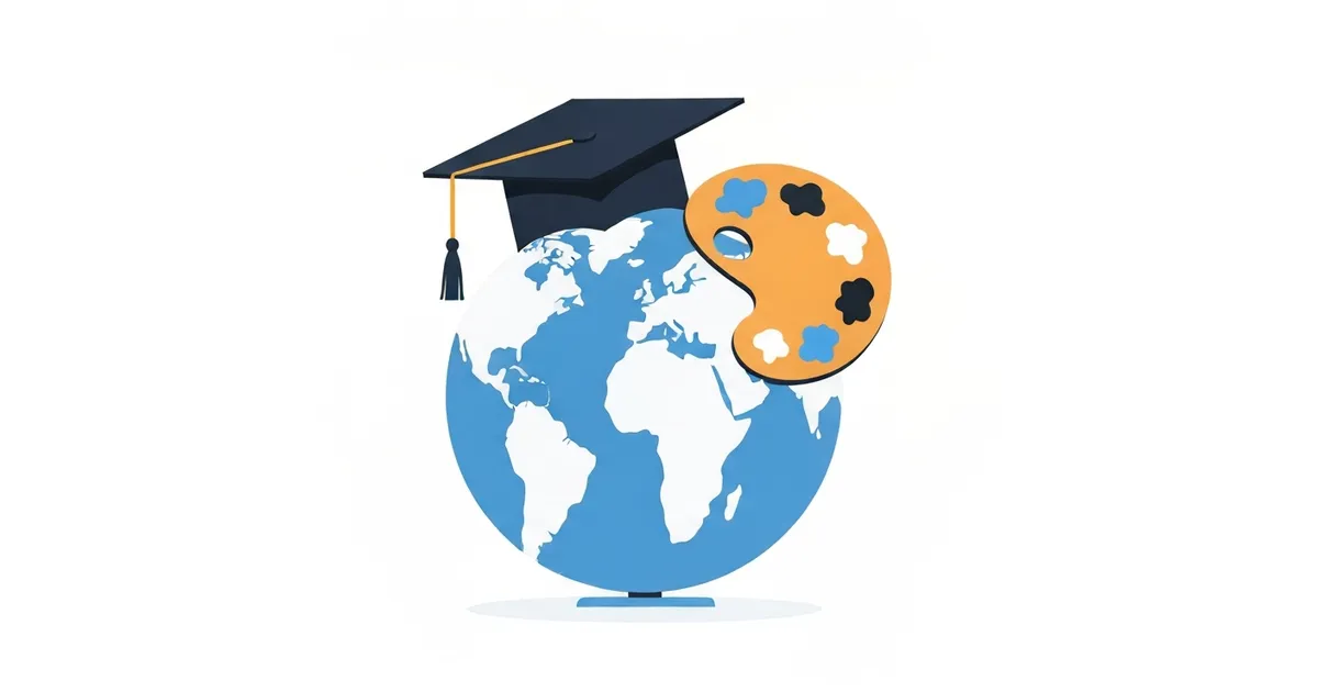 Illustration representing the UK Global Talent visa for exceptional individuals in arts, culture, and academia.