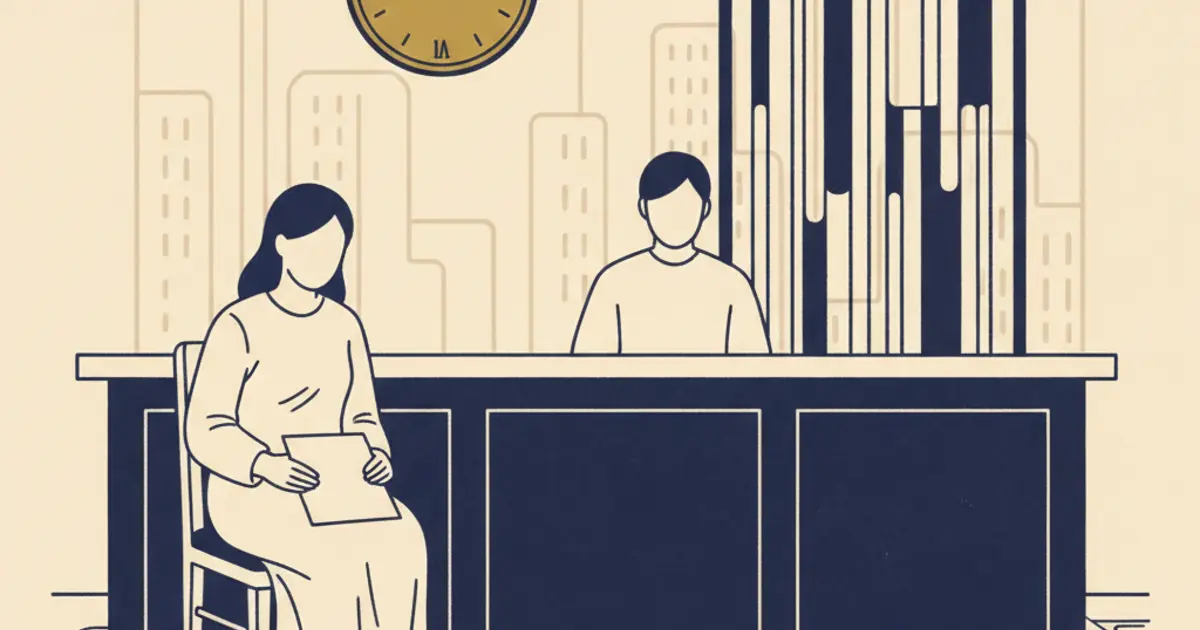 Illustration depicting an individual preparing a form ahead of an immigration bail reporting appointment at a reporting centre
