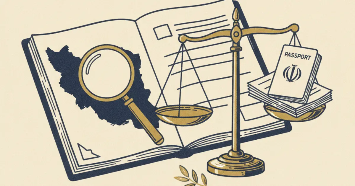Illustration representing the Iran country policy and information notes used in UK asylum decision-making