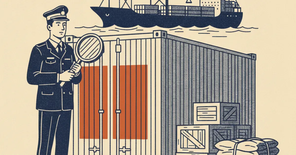 Illustration of Border Force officers inspecting cargo at a UK port following record ketamine seizures
