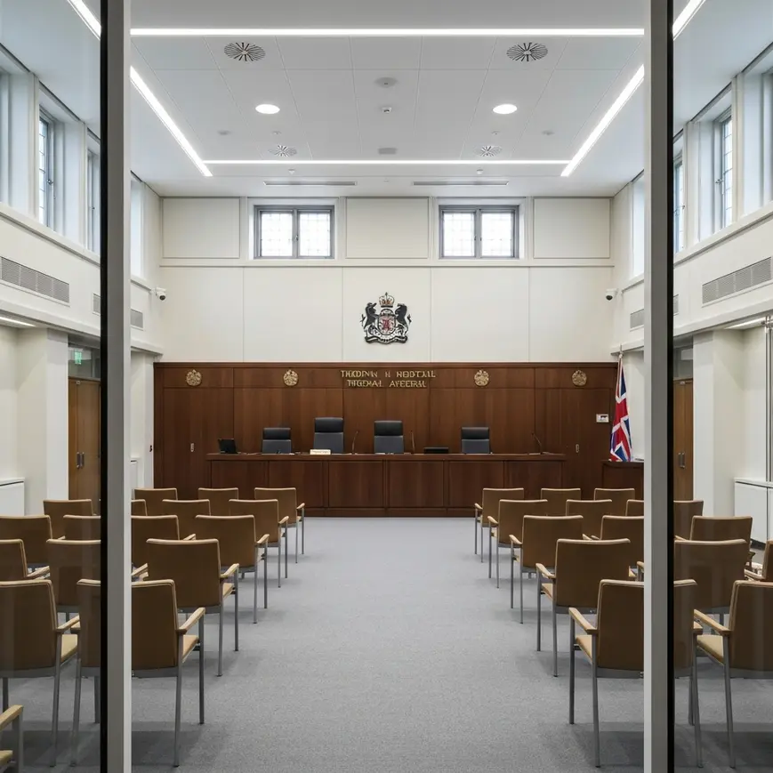 UK government independent appeals tribunal hearing room representing the new independent appeals body to speed up removals of foreign nationals