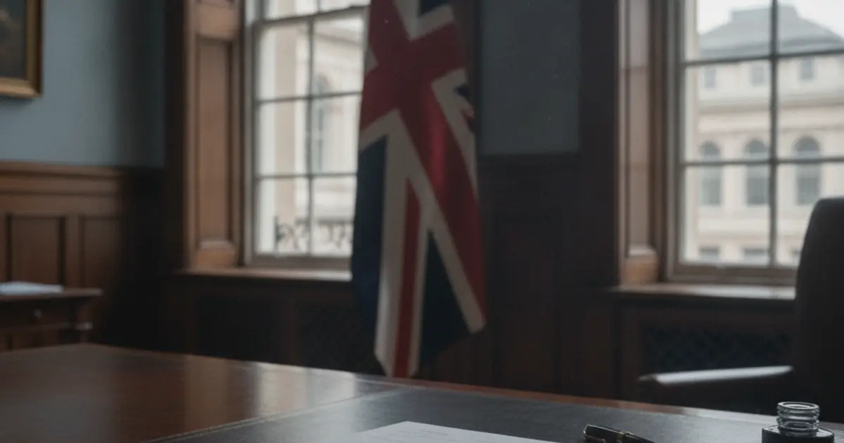 Official UK government documents relating to renunciation of British nationality on a desk in a London government office