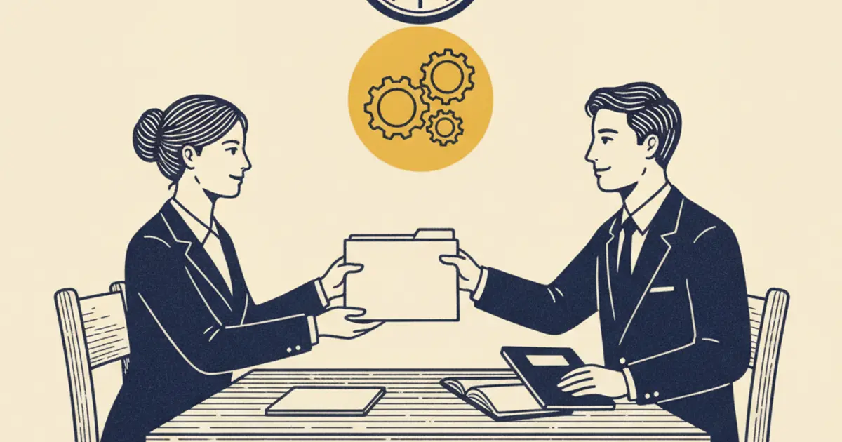 Illustration of a single protection interview between an applicant and a Home Office caseworker during an asylum claim assessment