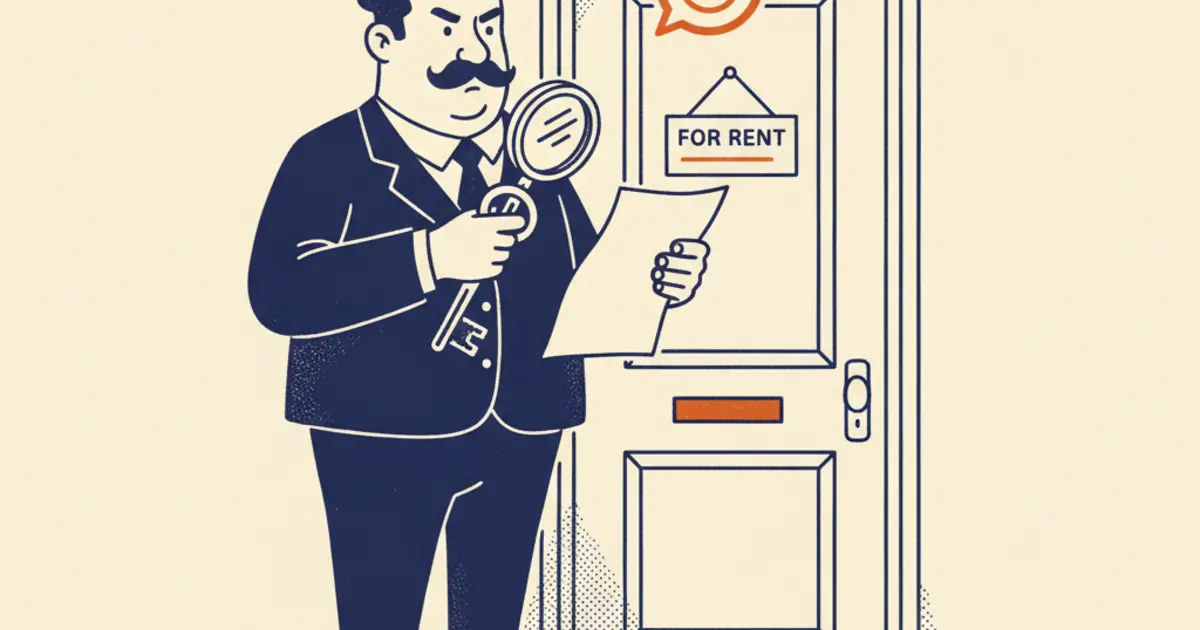 Illustration of a landlord conducting a Right to Rent check on a tenant's immigration status before handing over keys