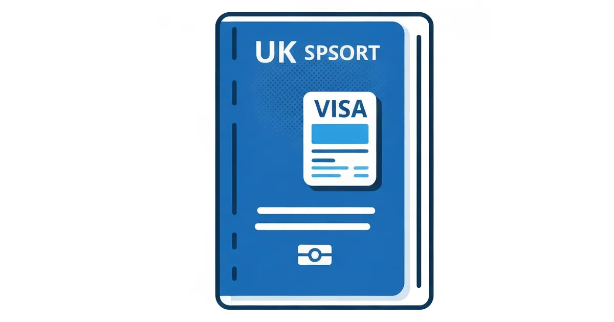 Example of a UK visa vignette sticker inside a passport, showing format and security features.