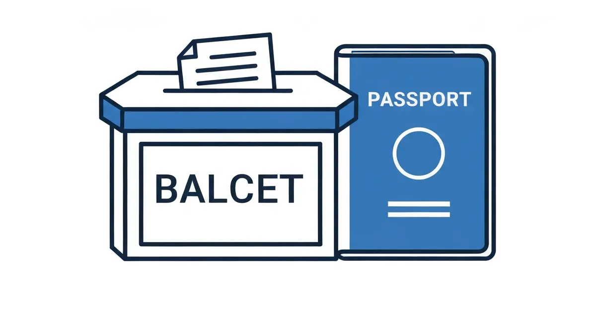 Youth Mobility Scheme ballot system illustration with ballot box and passport